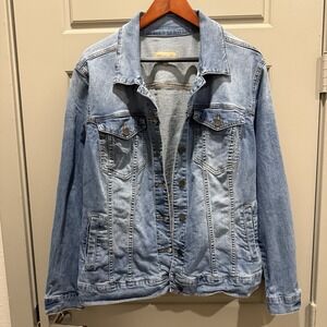 KUT from the Kloth Denim Jacket Women's 1X Blue Stretch Trucker Button Front